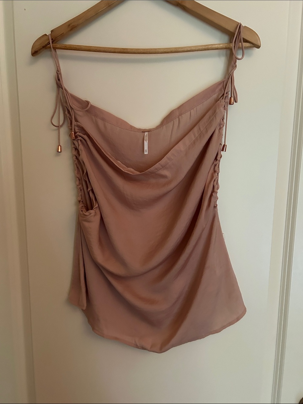 Free People Mauve Pink Cowl Neck Satin Tank